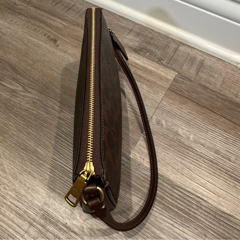 Coach Plaza Small Signature Canvas Slim Shoulder Bag in Brass/Maple - Picture 8 of 16